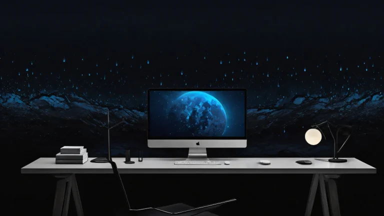 A peaceful darkened room with rain and a void, perfecto para fondos de escritorio/pc.