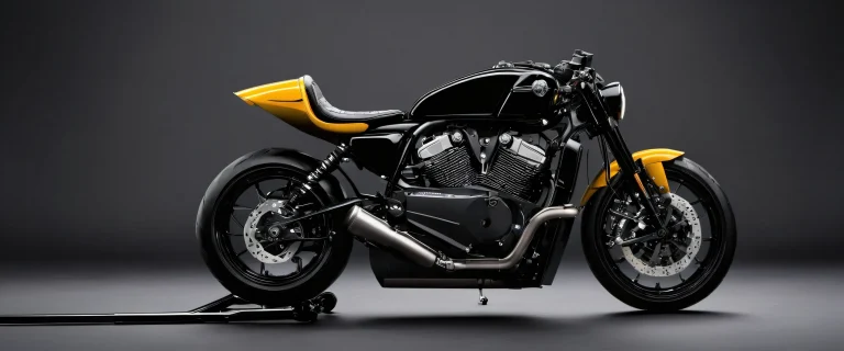 Sleek motorcycle on a dark desktop/PC background with deep blacks and luminescent accents.