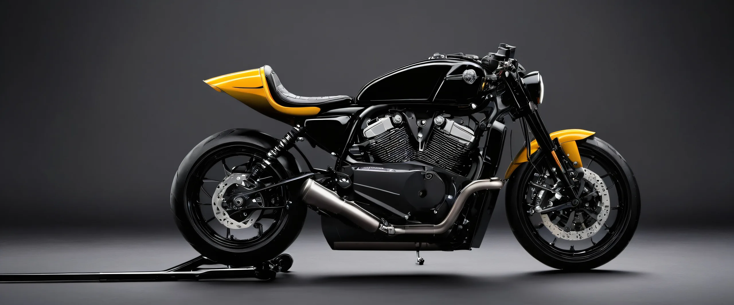 4K Midnight Rider's Realm Desktop Background Sleek motorcycle on a dark desktop/PC background with deep blacks and luminescent accents.