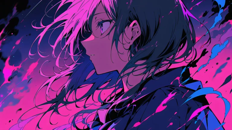 A stunning anime illustration of Mikasa Ackerman from Attack on Titan set against a perfectly clean vast pure void with extreme depth of field, suitable for desktop use on PC or laptop