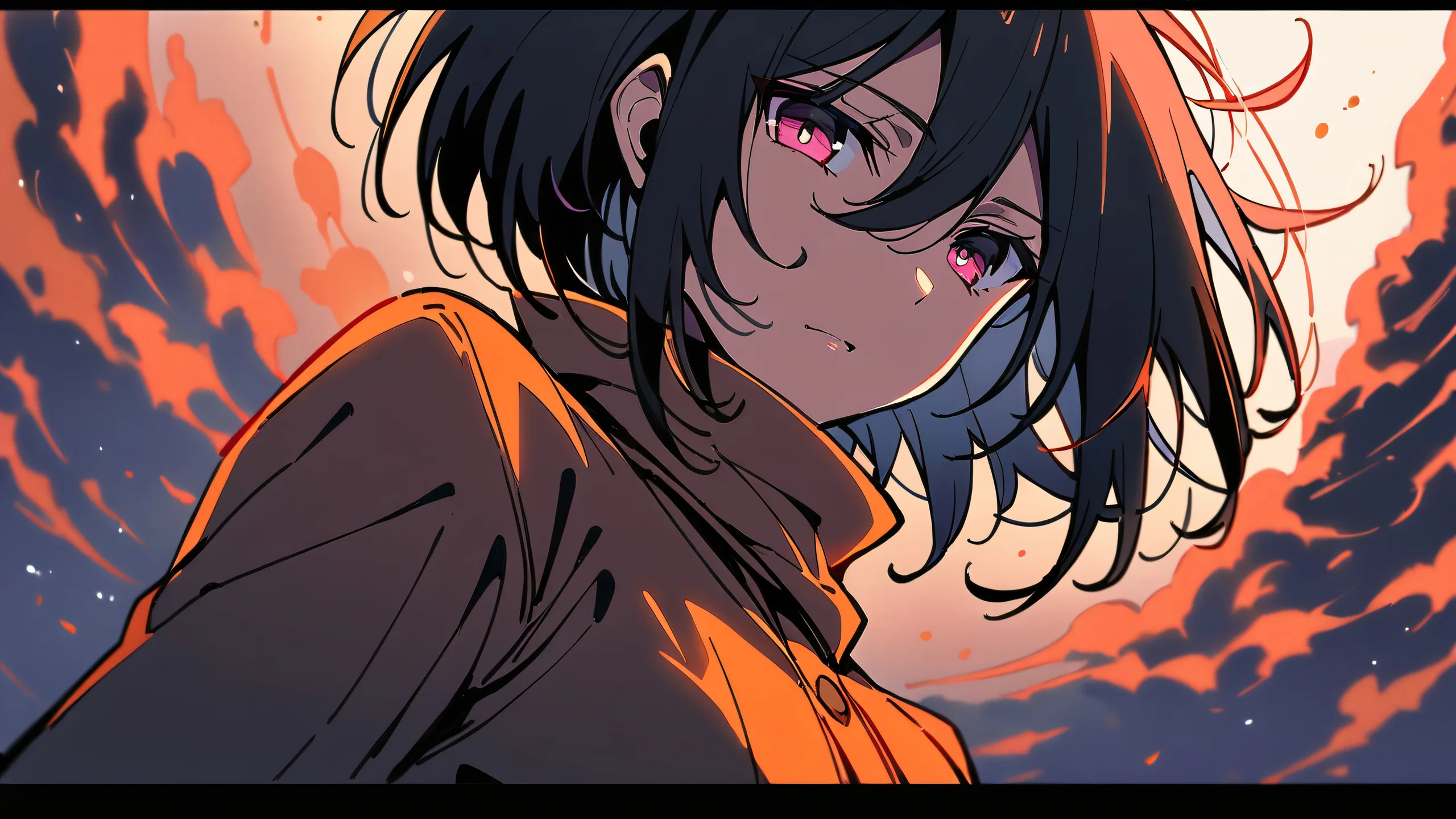 A serene Mikasa Ackerman gazing at the viewer from a vast, pure void with subtle background elements on a desktop/pc.