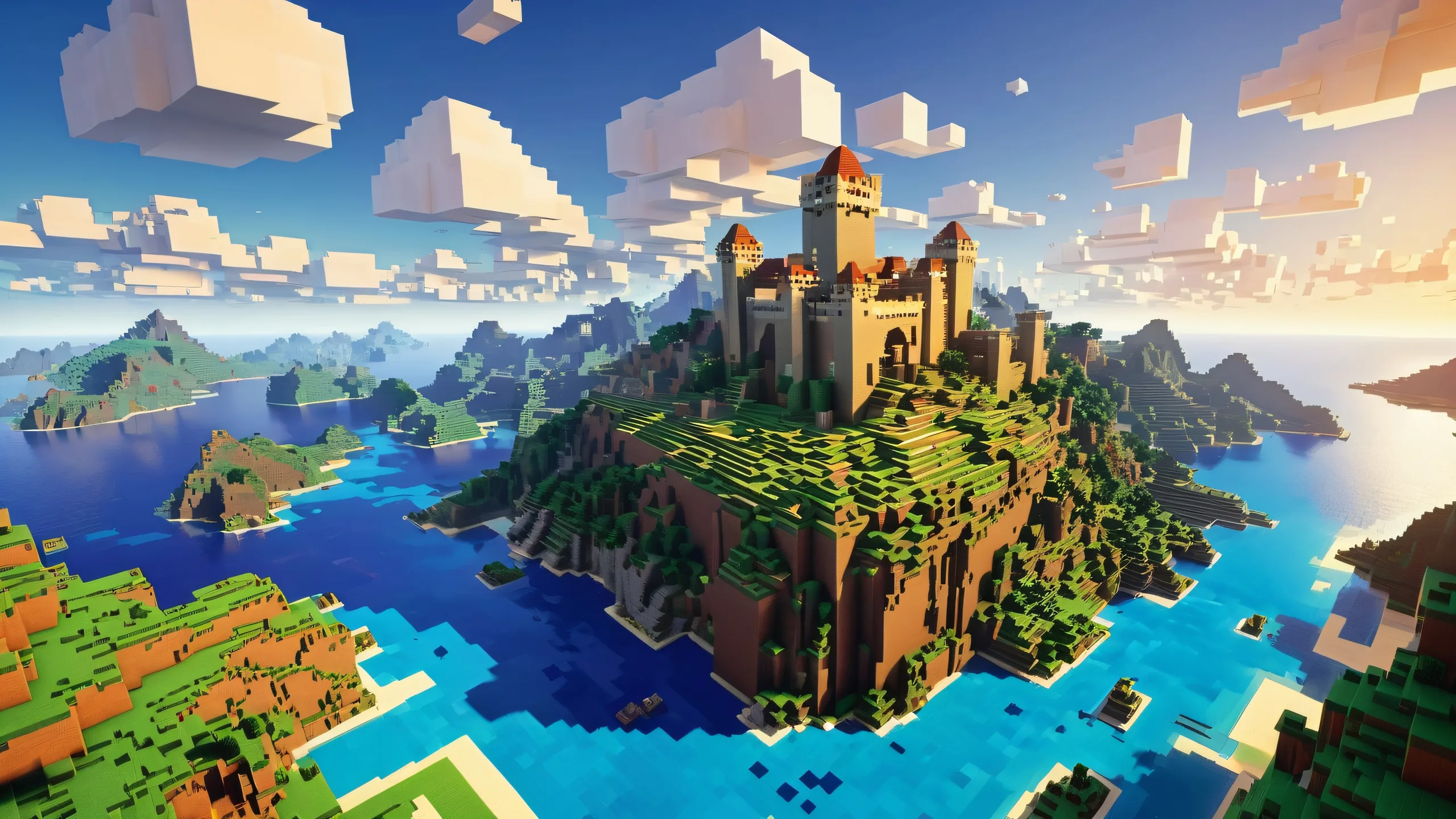 Beautiful Minecraft desktop wallpaper featuring a vast pure void with clouds and sky rendered in brilliant detail, setting the scene for an epic landscape on your PC's Desktop.