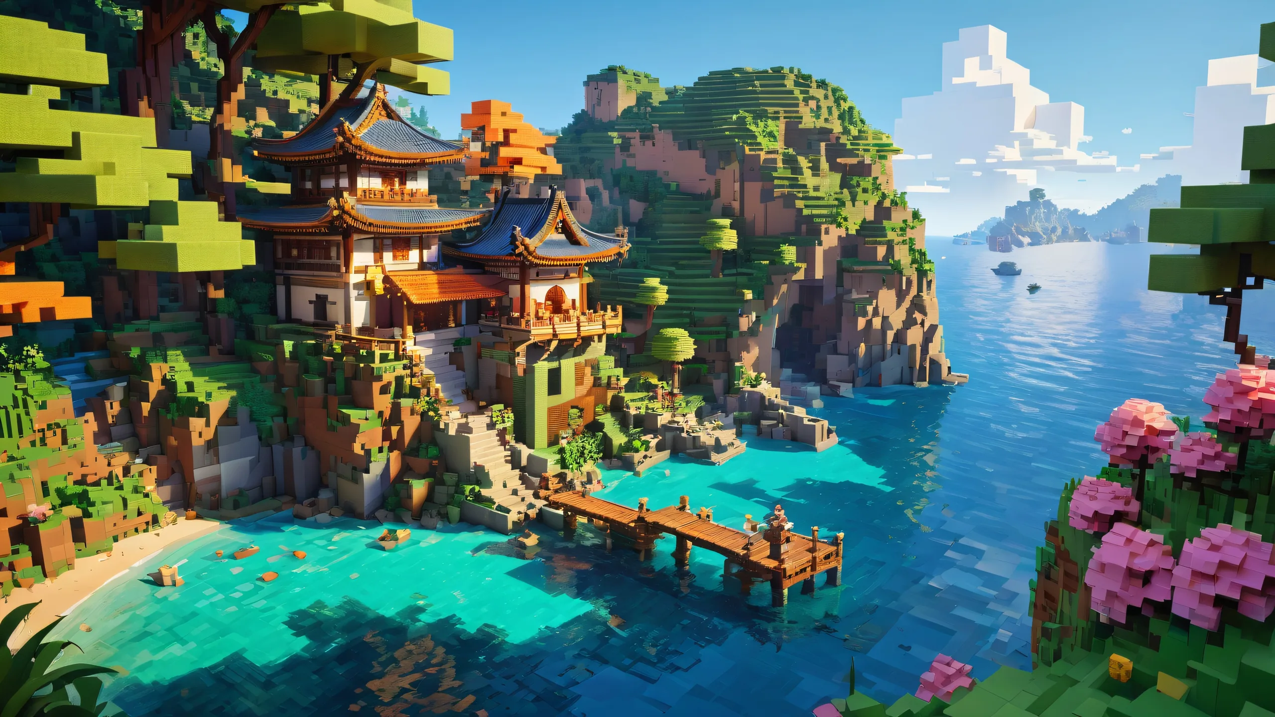 A breathtaking desktop wallpaper featuring Steve's lantern in a vast pure void with extreme depth of field and pixelation, suitable for Desktop/PC.