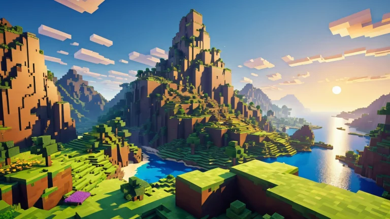 Breathtaking Minecraft-inspired desktop wallpaper featuring a vast, pure void with ambient occlusion and radiant colors. Convient pour ordinateur de bureau/PC.