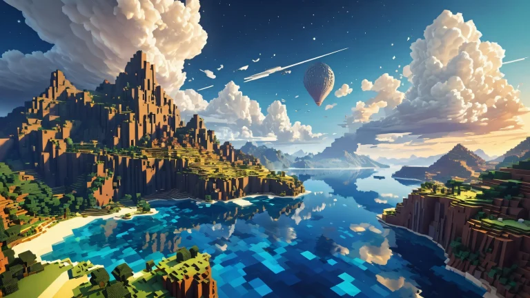A serene Minecraft-inspired desktop landscape with a vast pure void and a stunning night sky for your PC or Desktop