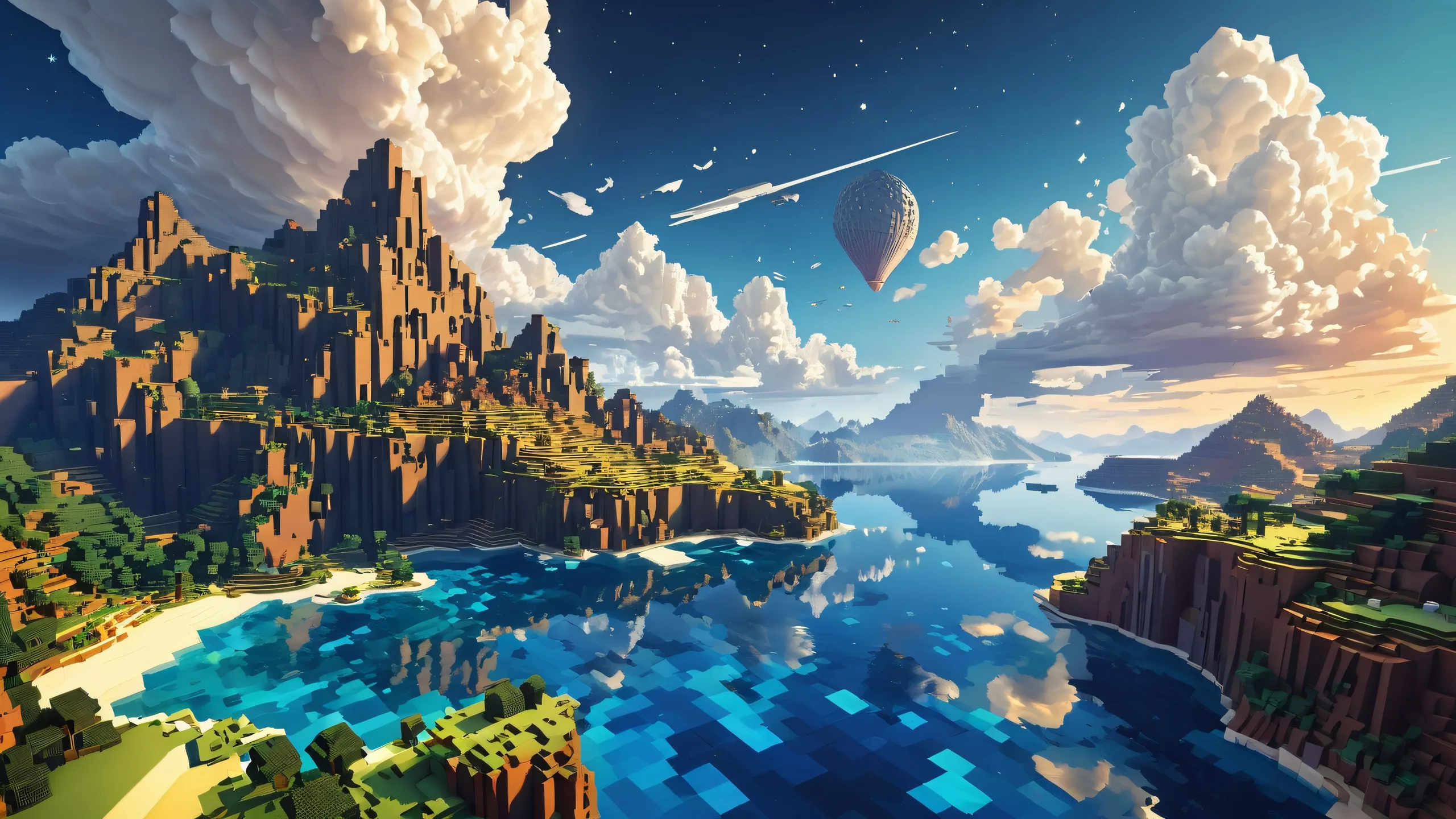 Ethereal Night Sky Odyssey Aesthetic PC Wallpaper A serene Minecraft-inspired desktop landscape with a vast pure void and a stunning night sky for your PC or Desktop