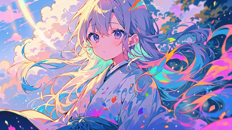 A perfectly clean vast pure void on a desktop/pc with extreme depth of field, featuring Mitsuri Kocho from Demon Slayer.