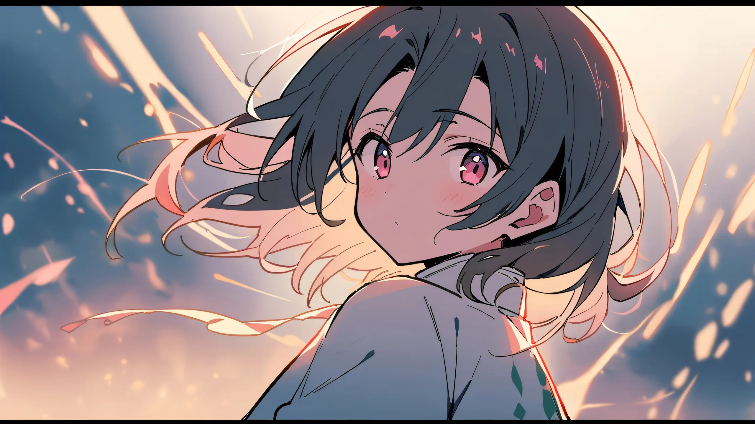 A beautifully rendered image of Mitsuri Kocho from Demon Slayer, looking directly at the viewer on a perfectly clean and vast pure void background.