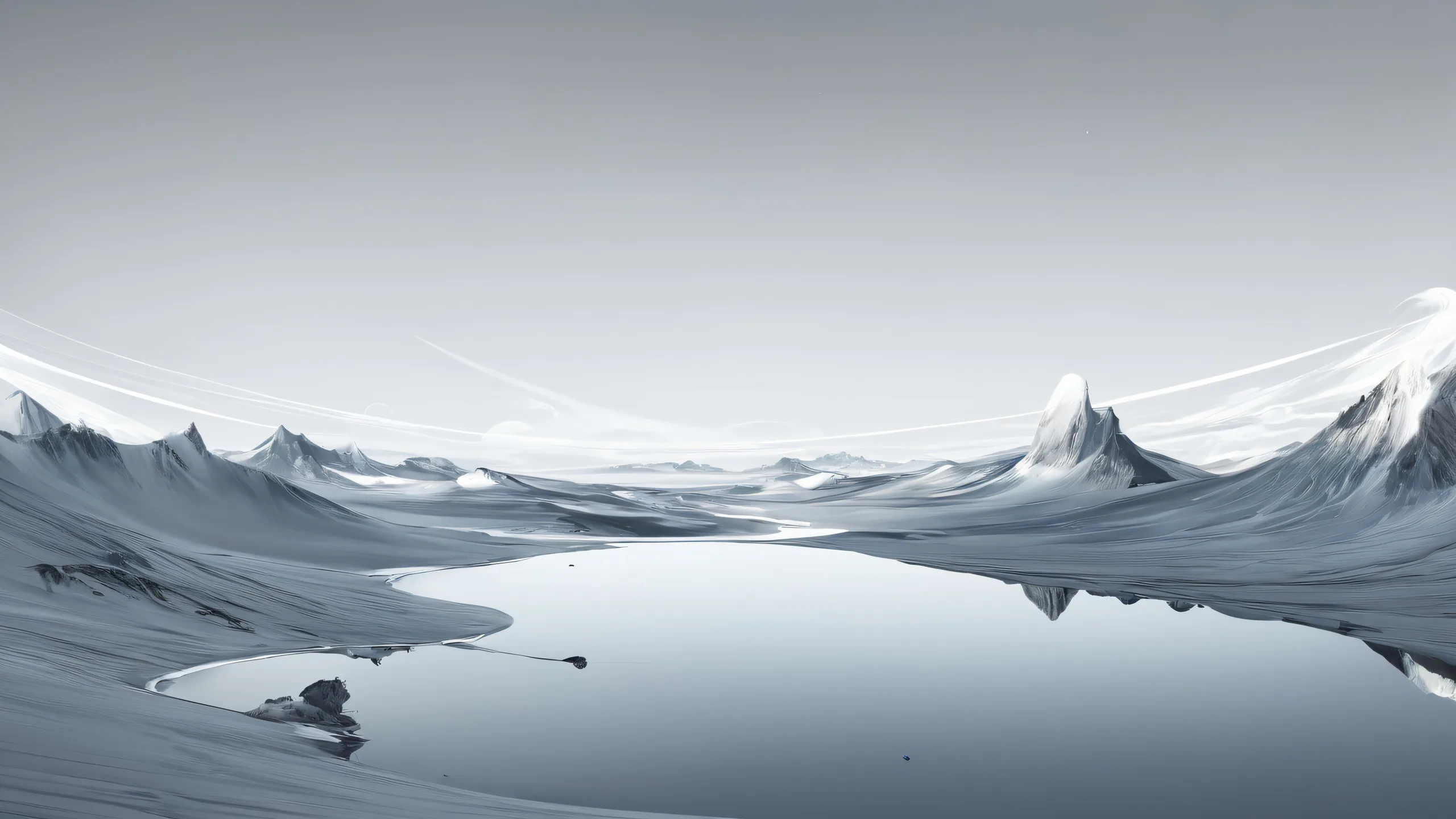 A stunning monochrome desktop wallpaper of a vast pure void with extreme depth of field and radiant lighting for Desktop/PC use.