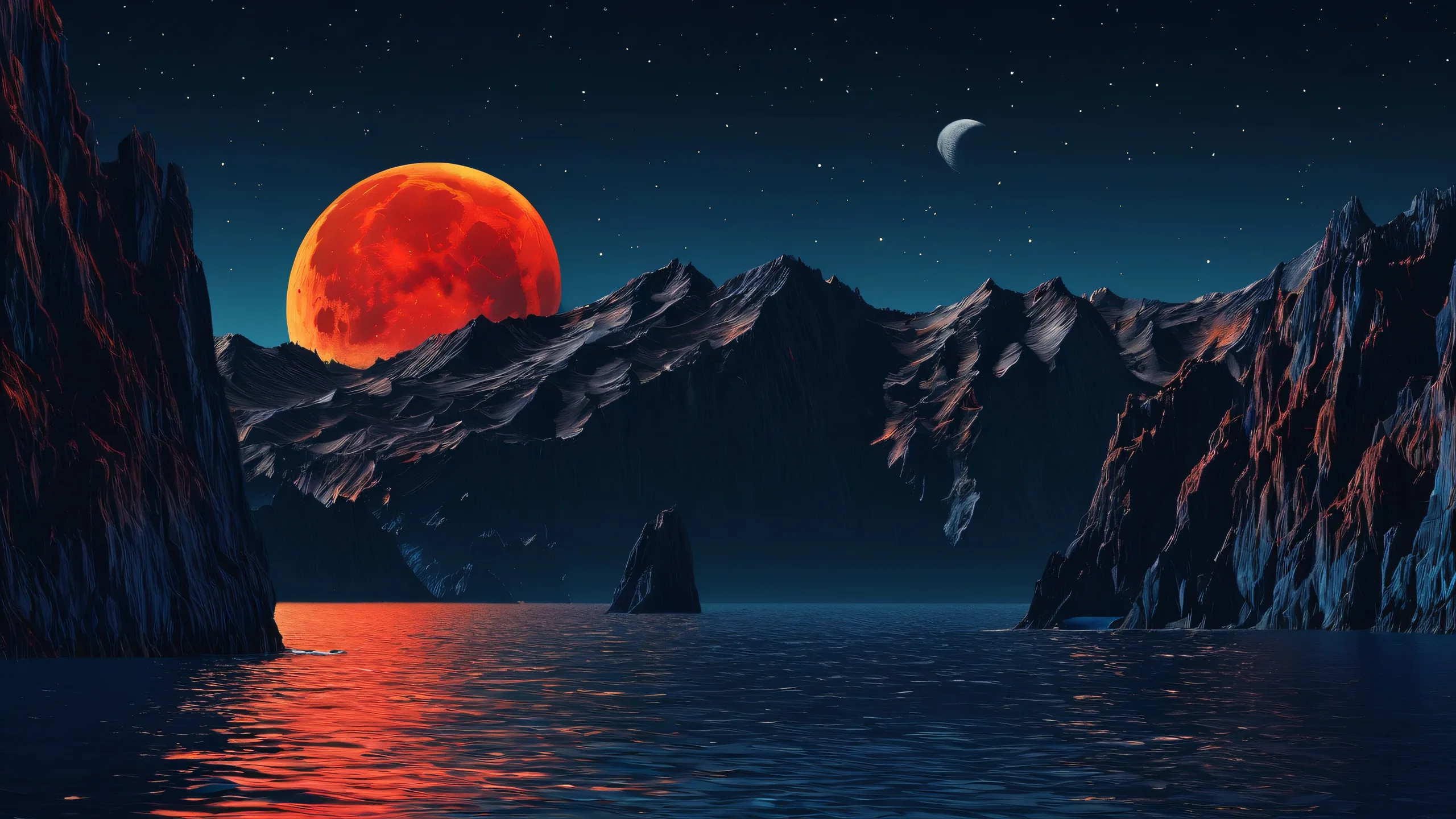 4K Moonlit Majesty in Darkness Desktop Background A beautifully rendered desktop image of the Moon set against a dark background, perfect for your PC or Desktop.