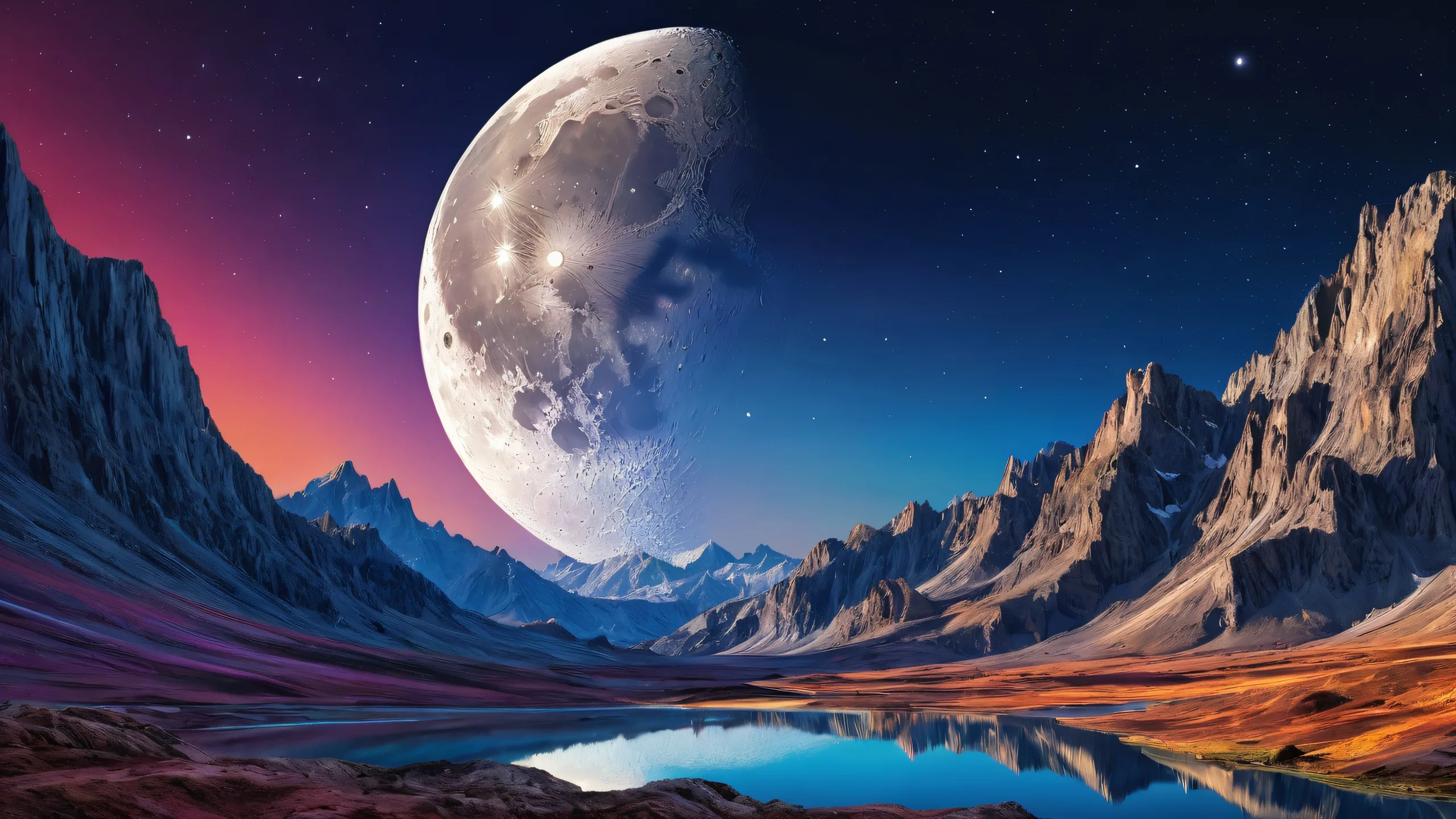 A stunning desktop image featuring a vast, void-like expanse with the majestic Moon in the distance, perfect for your Desktop/PC.