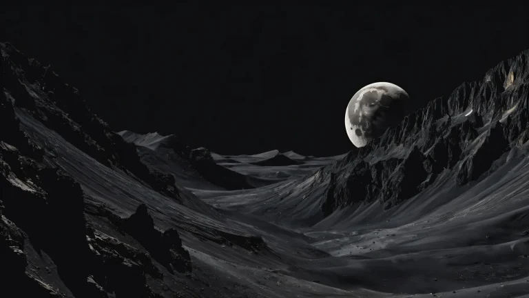 A stunning desktop wallpaper of the Moon set against the blackness of space for Desktop/PC