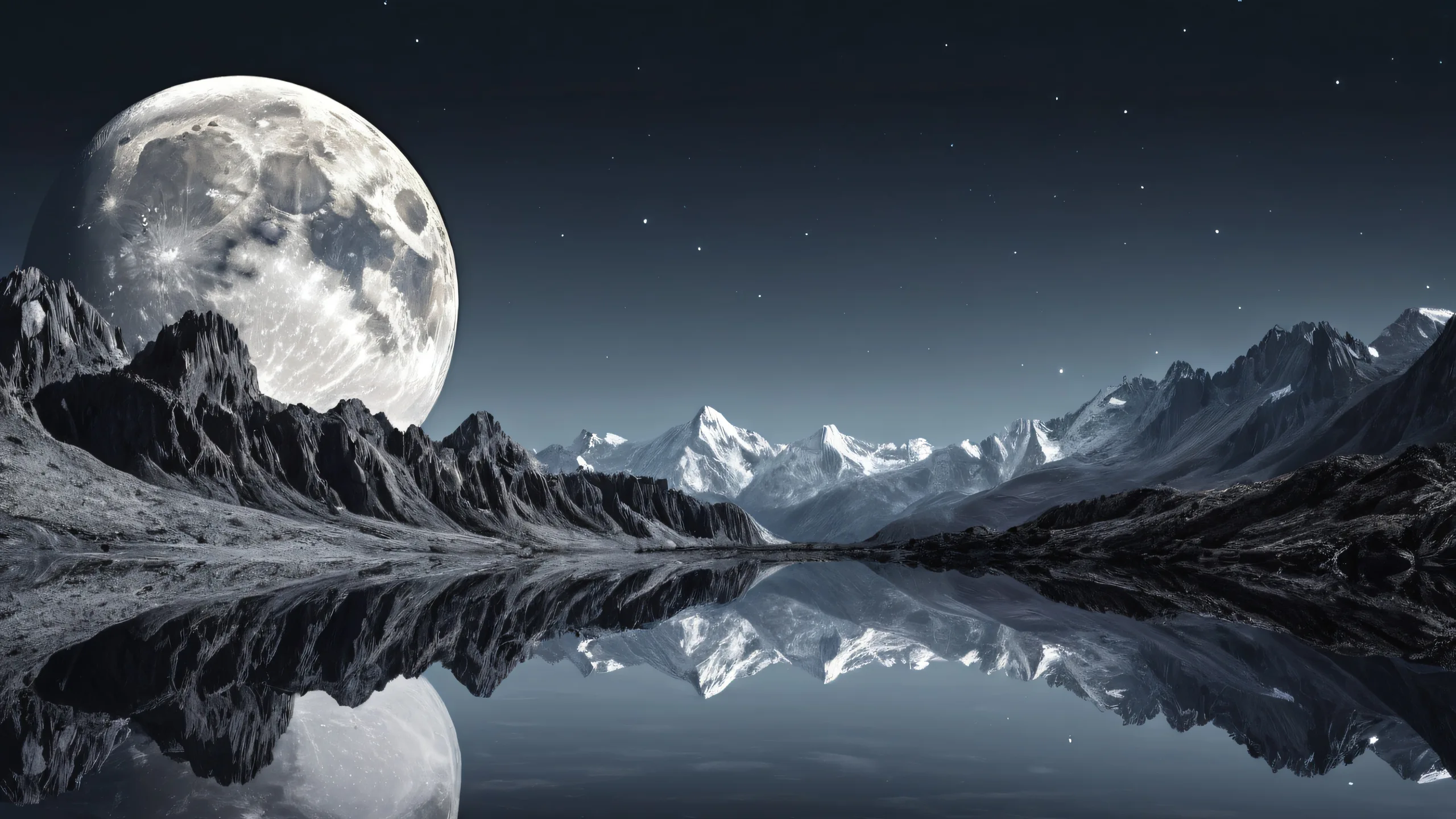 A breathtaking desktop wallpaper of the Moon's surface on a dark background, perfect for PC or Desktop use.