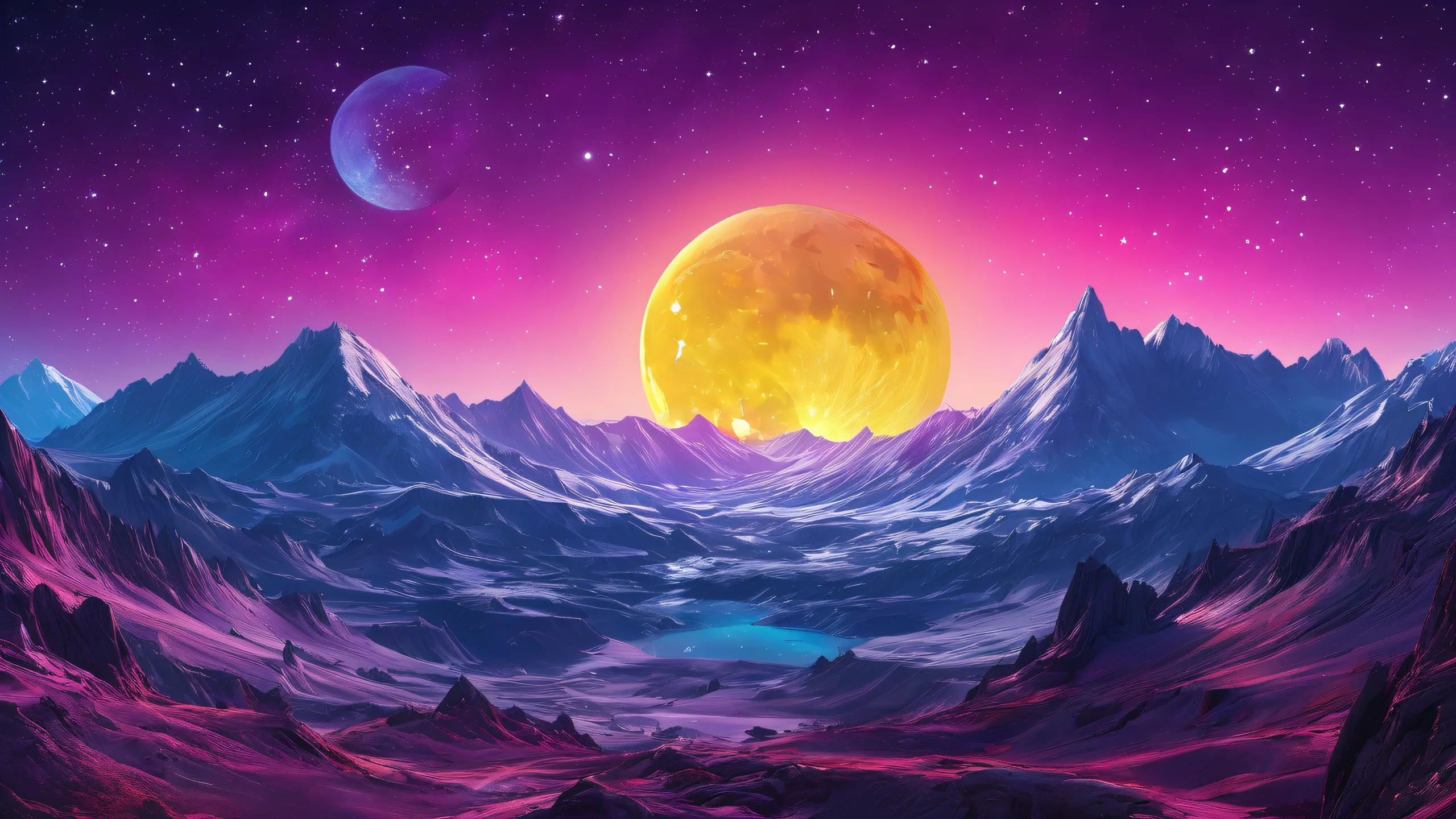 A stunning moon desktop scene for PC/Deskops with perfect composition and ethereal lighting.