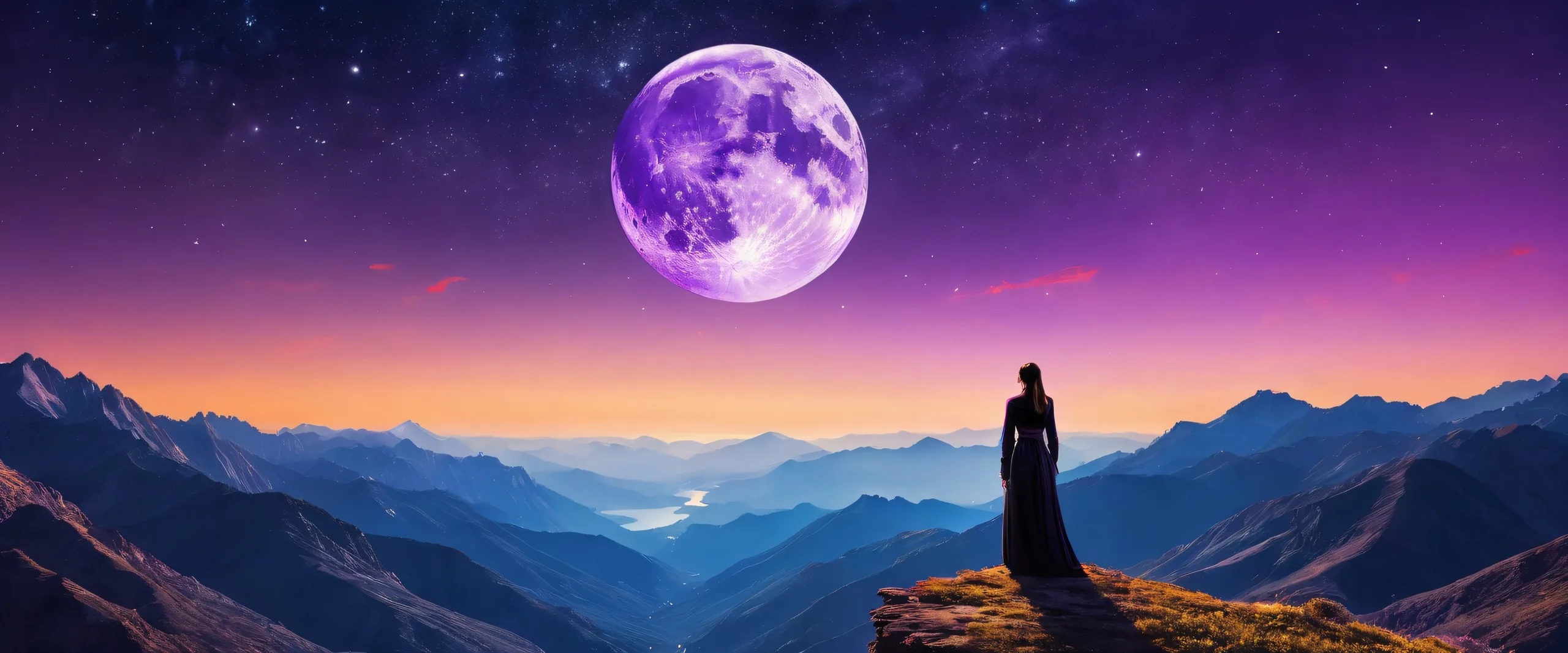 A breathtaking desktop scene of a moonlit figure set against a vast pure void, ideal for a PC or Desktop.