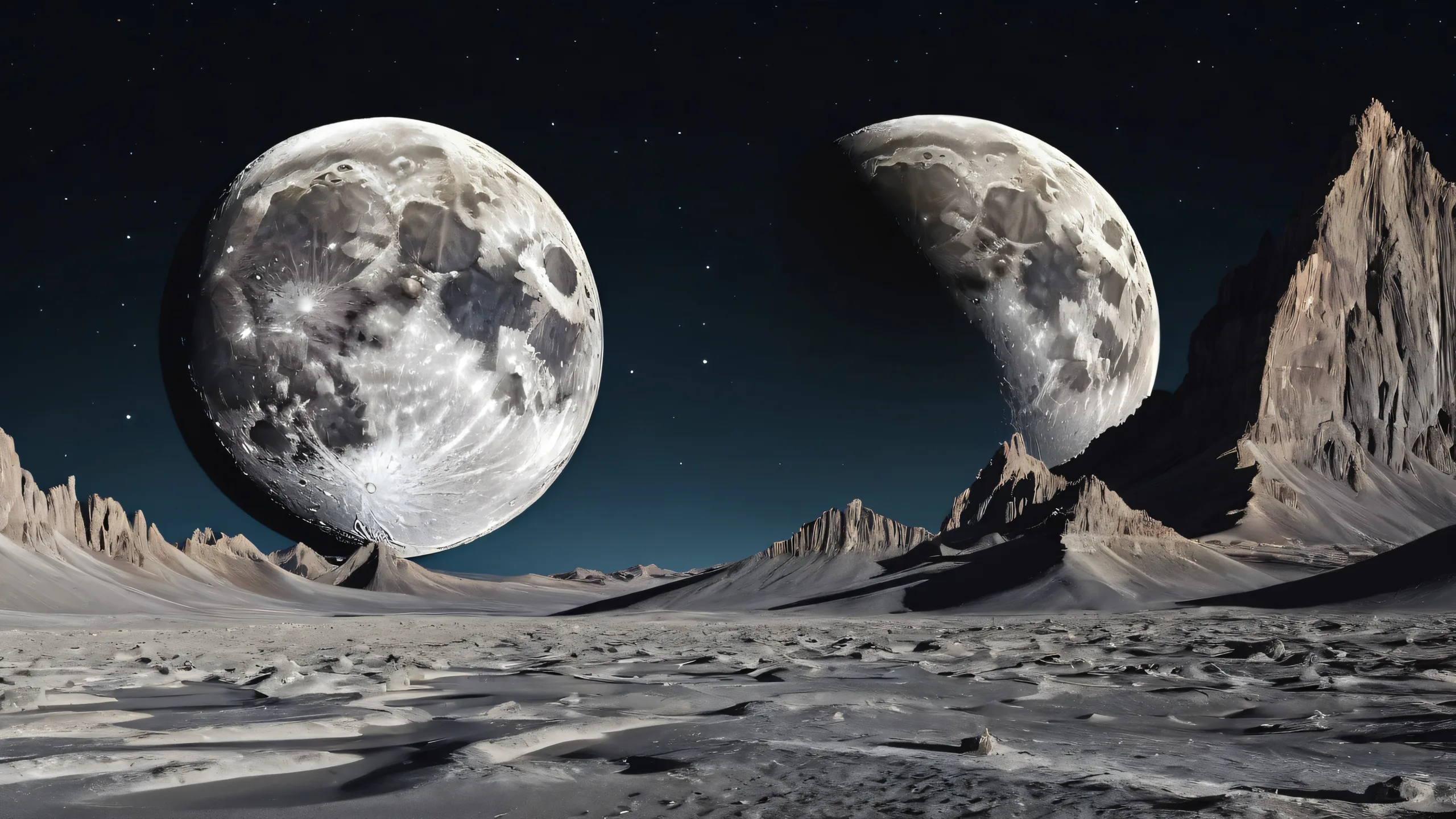 A serene Moon desktop image with a deep void and brilliant colors for Desktop/PC