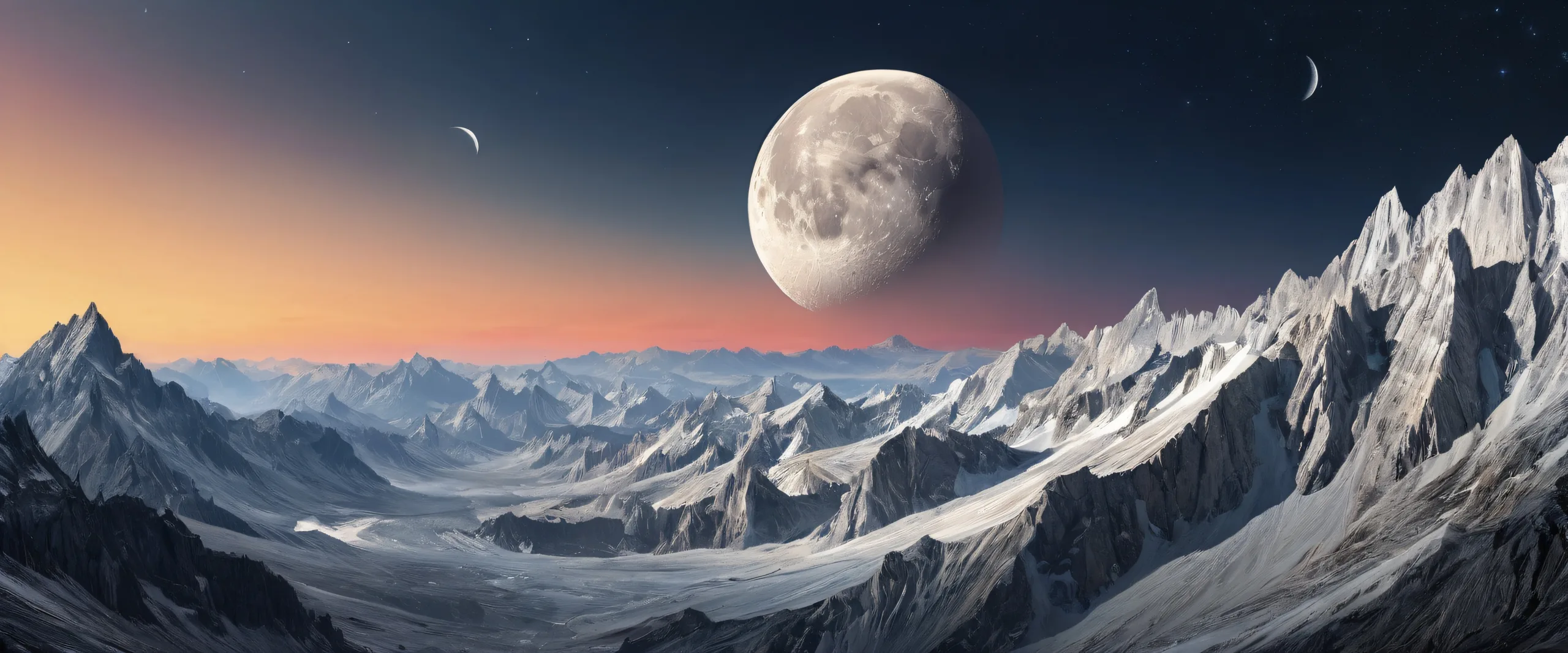 Breathtaking cosmic desktop wallpaper of the moon, perfectly clean and pure void with extreme depth of field, illuminated by ethereal lighting for a desktop/pc.