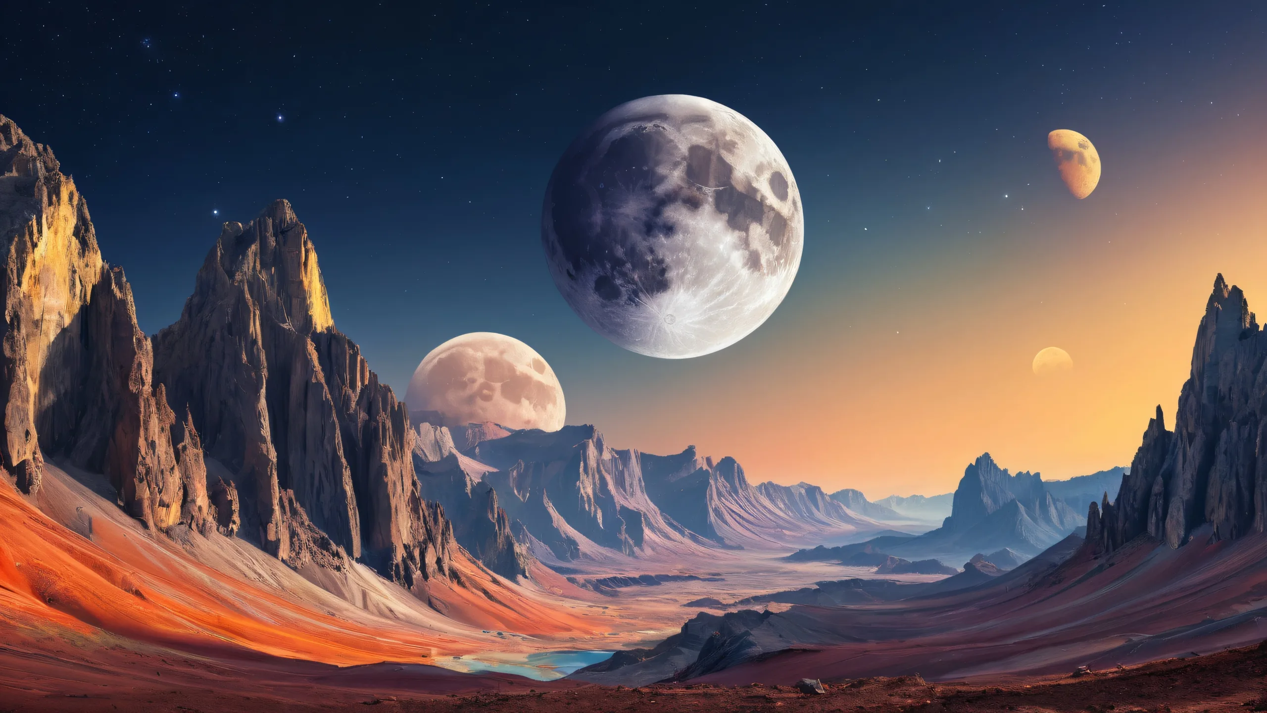 Desktop/PC background of Artemis II and the Moon with ethereal lighting and stunning visual impact.