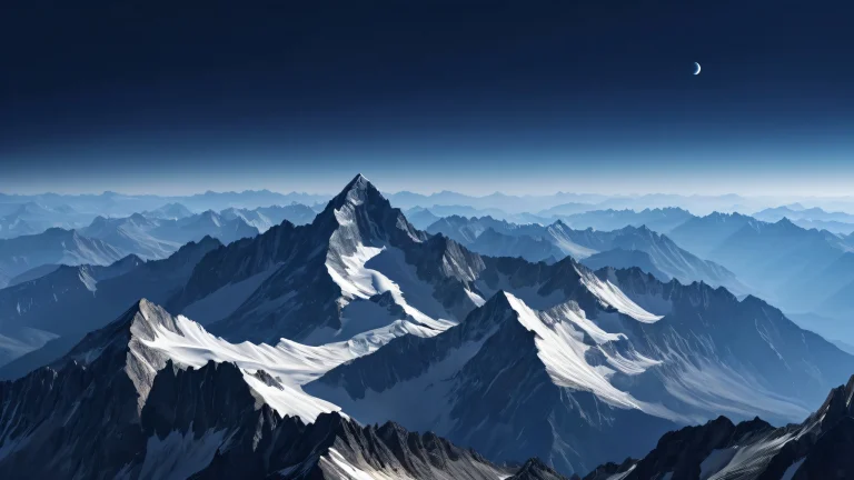 A serene desktop scene of mountains at night, parfait pour votre PC ou ordinateur de bureau.