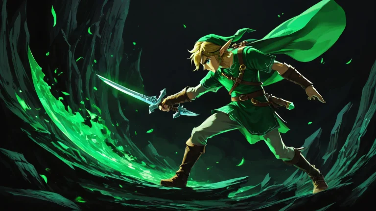 A breathtakingly mysterious and enchanting desktop scene of Link's Transaction set against a pristine void with an air of suspicion, perfectly clean for your PC/ Desktop.