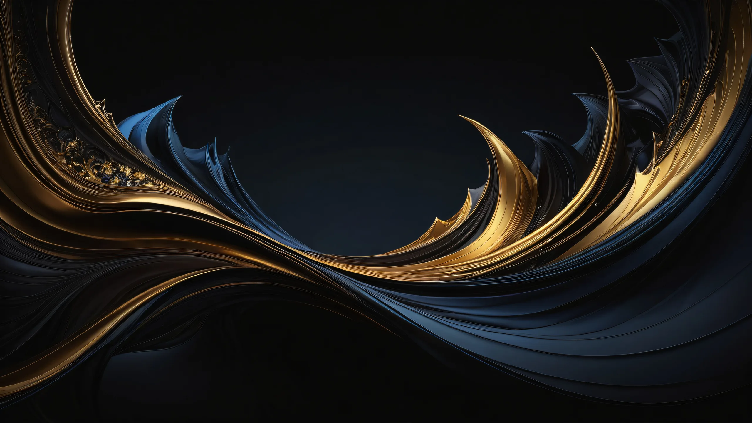 A dark mode desktop wallpaper featuring a mesmerizing void with ambient glow, perfect for desktops and PCs.