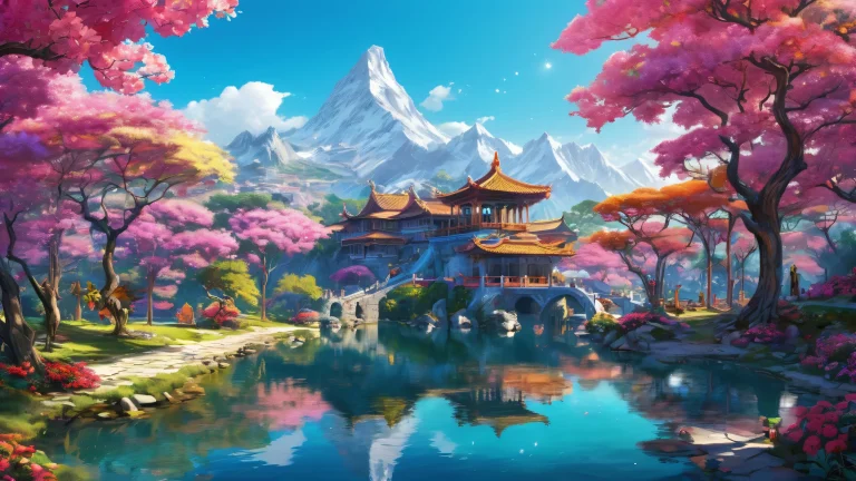 Ethereal desktop scenery of a pure void with radiant colors and reflections, suitable for PC or Desktop use.