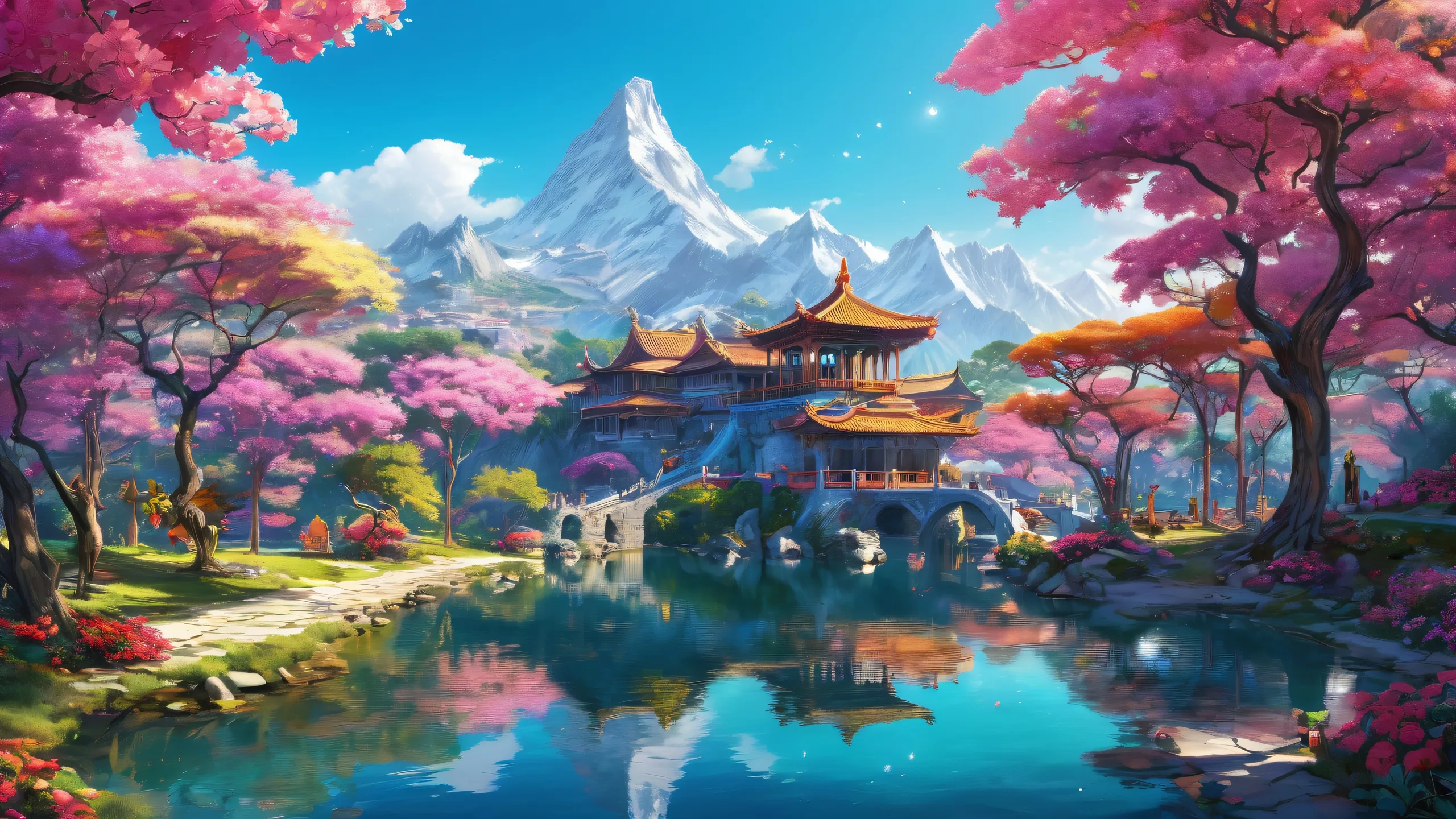 Ethereal desktop scenery of a pure void with radiant colors and reflections, suitable for PC or Desktop use.