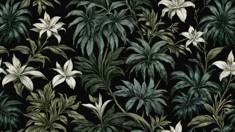 A serene desktop landscape of delicate plant life amidst a vast pure void, ideal for a PC or Desktop setup.