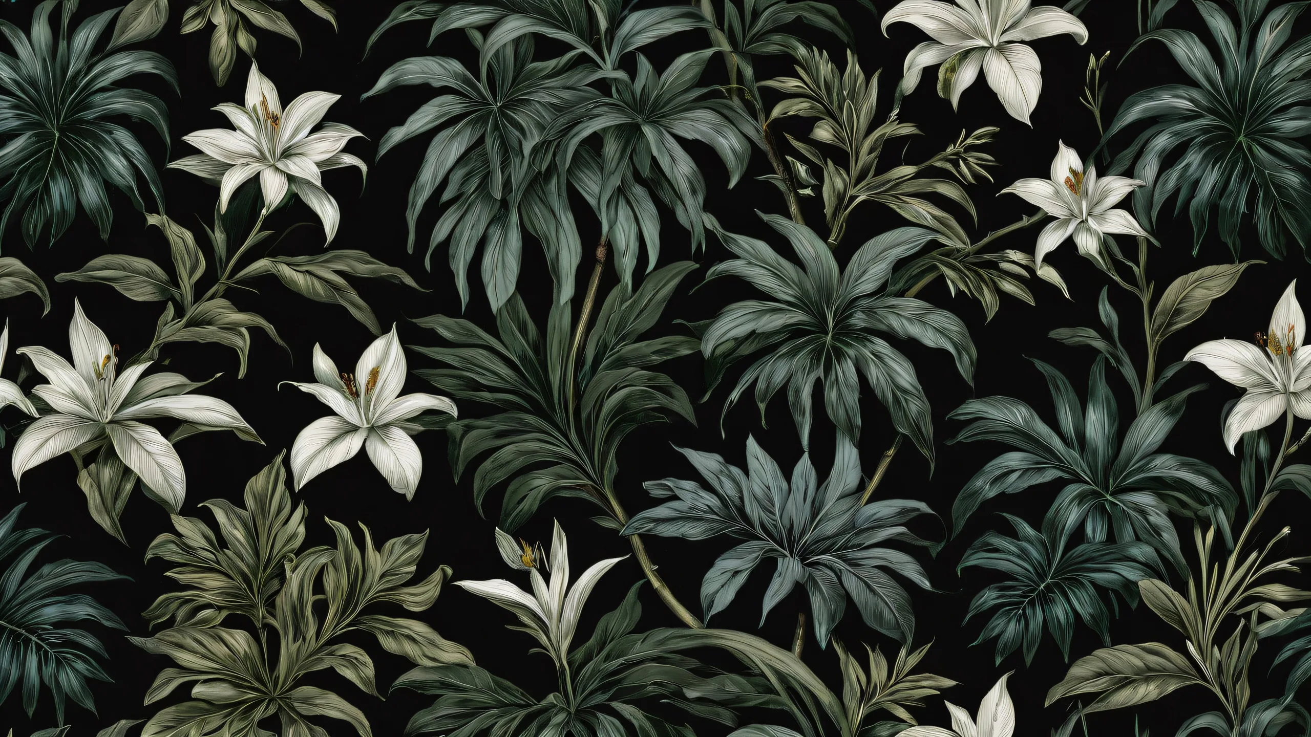 A serene desktop landscape of delicate plant life amidst a vast pure void, ideal for a PC or Desktop setup.