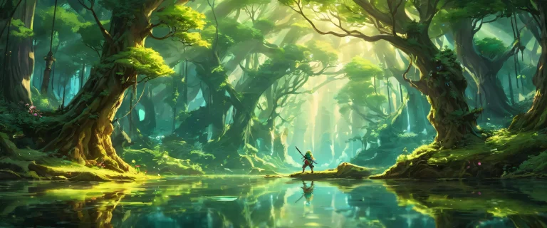 Ethereal forest canopy on a pure void background for Desktop/PC use, suitable for screen readers.