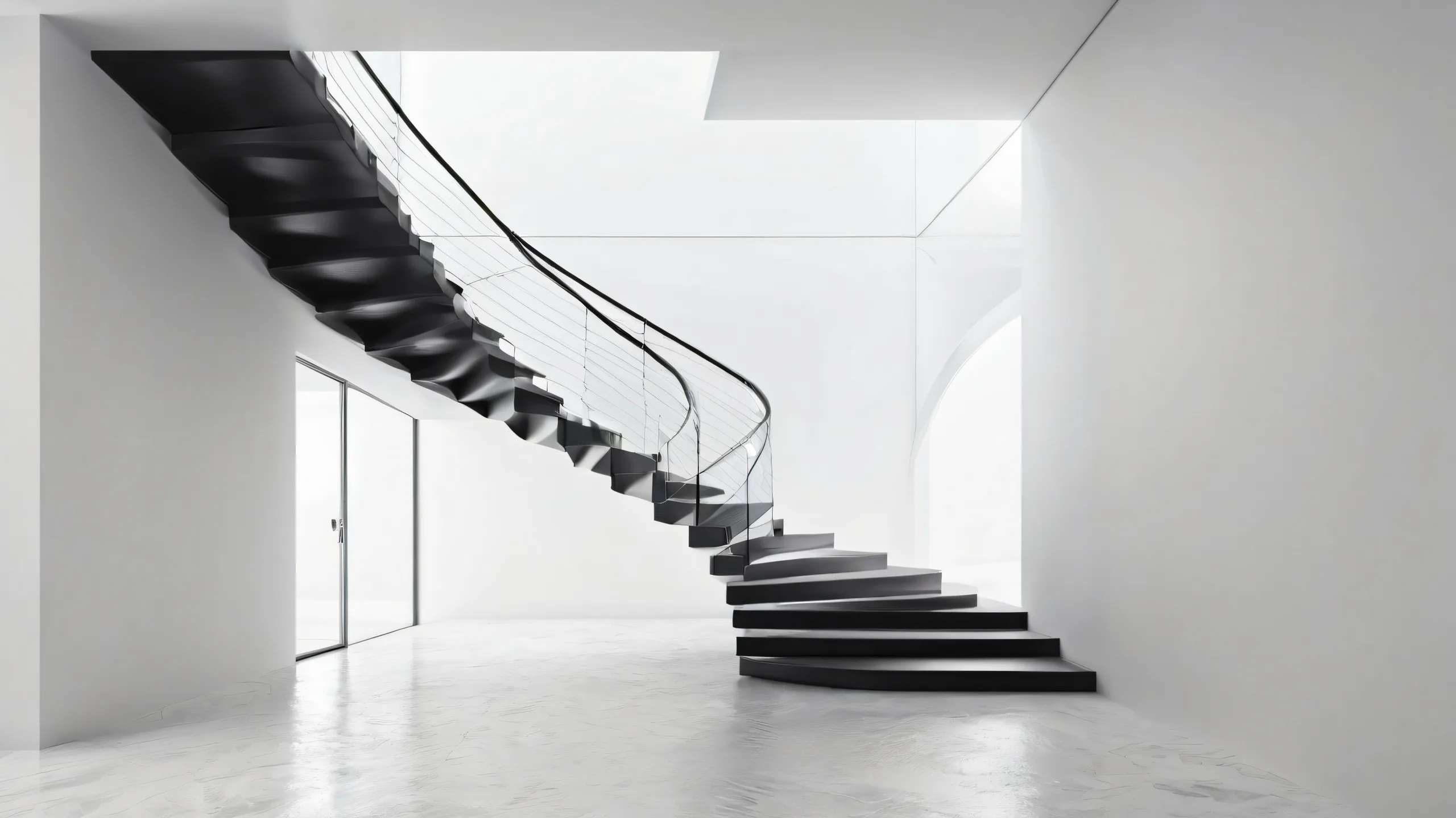 A majestic staircase against a pure void for your desktop or PC.