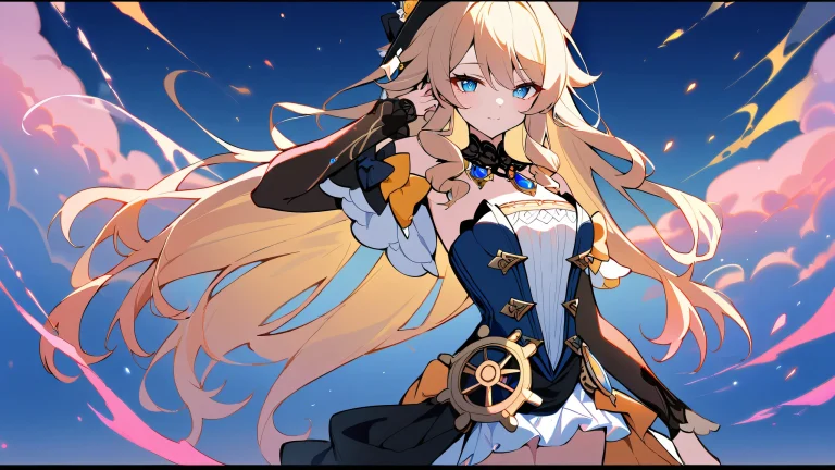 A solo female character from Genshin Impact looks directly at the viewer against a perfectly clean and vast pure void, with extreme depth of field and volumetric lighting, set against a bright and airy sky.