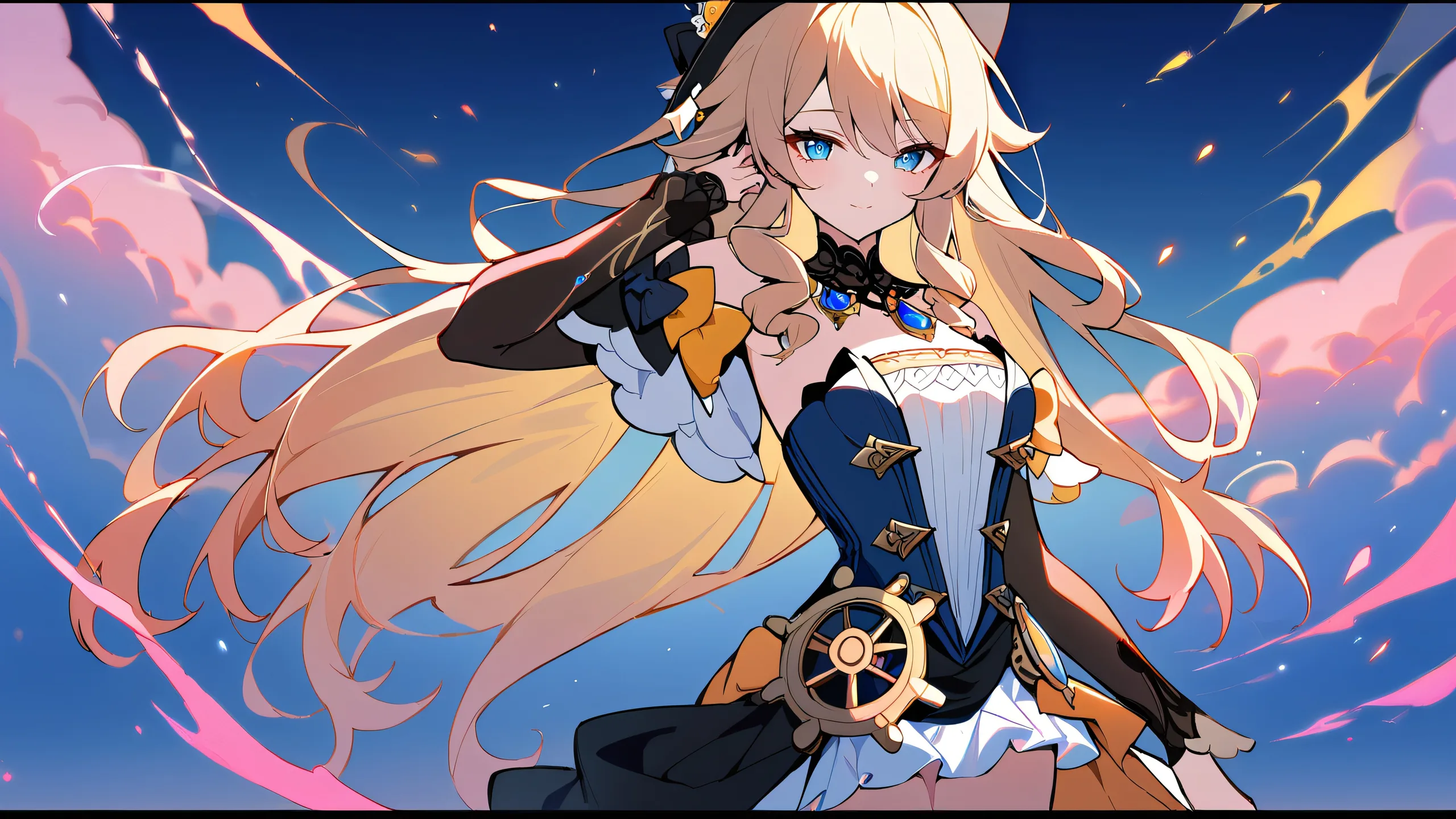 A solo female character from Genshin Impact looks directly at the viewer against a perfectly clean and vast pure void, with extreme depth of field and volumetric lighting, set against a bright and airy sky.