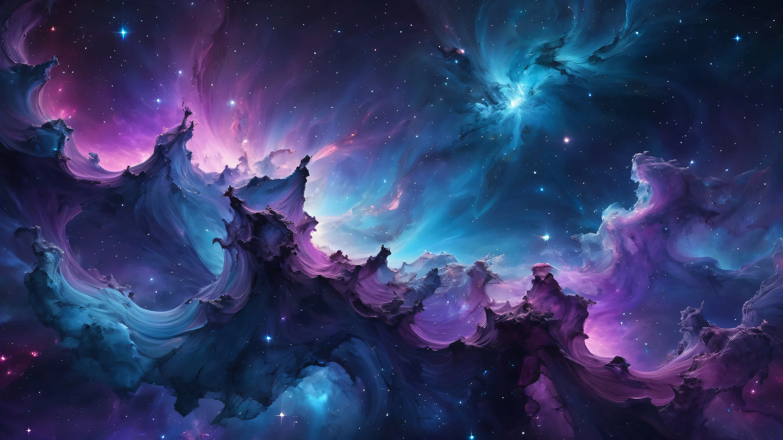 Cosmic desktop background of a vast pure void featuring ethereal nebulae and radiant colors for PC or Desktop.