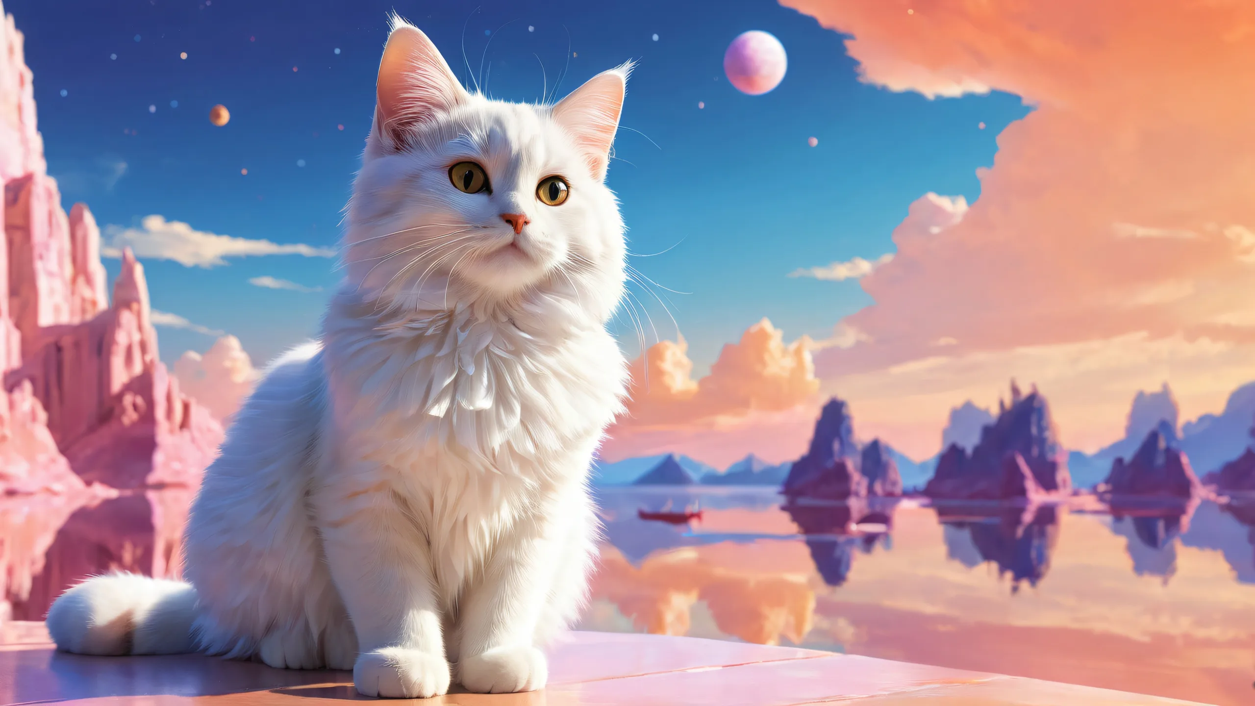 A stunning desktop wallpaper of Neco Arc against a pure void background, highlighting the subject's features on a Desktop/PC.