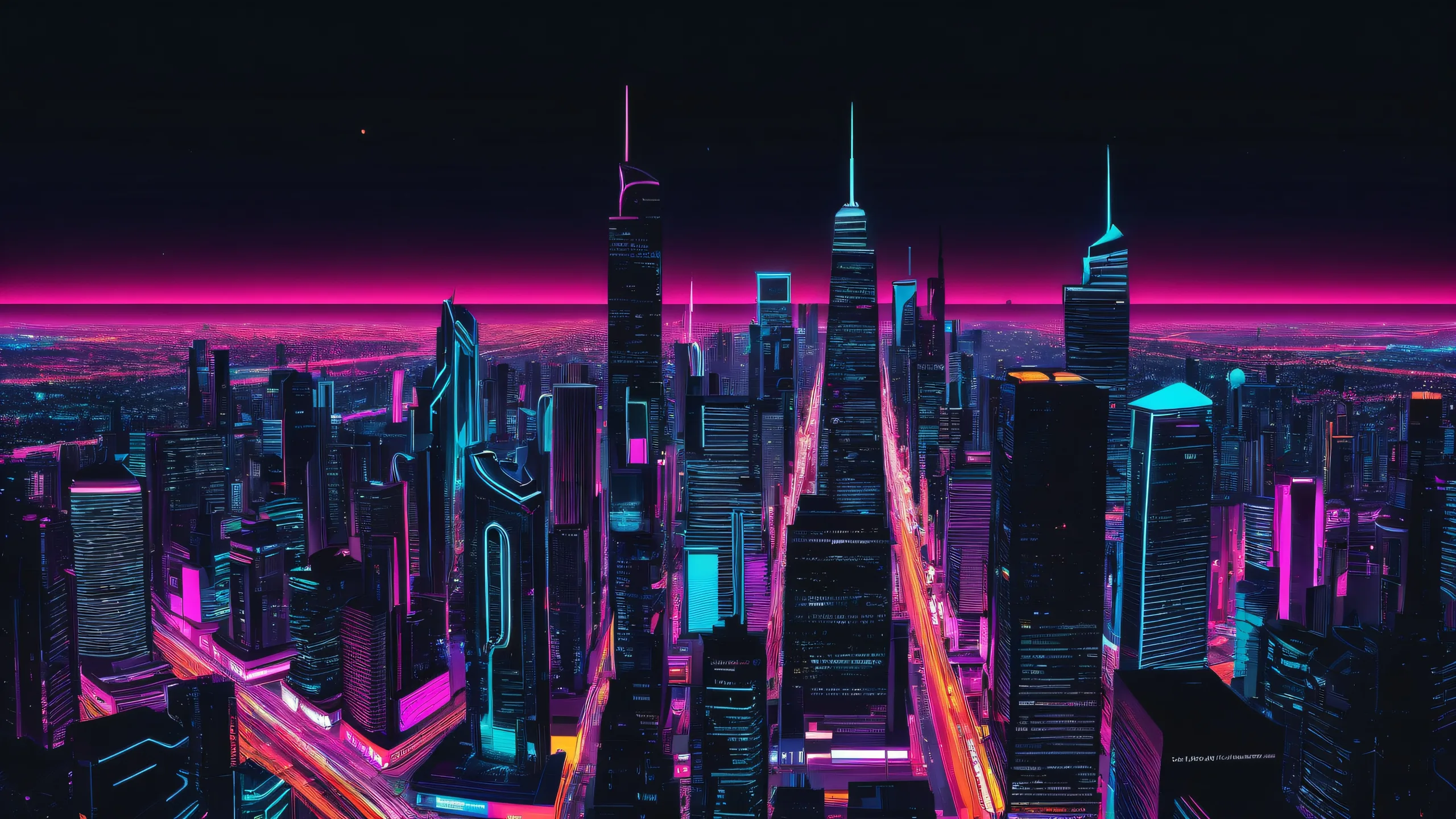 A stunning desktop wallpaper of a cityscape set against the darkness of space, perfect for your Desktop/PC.