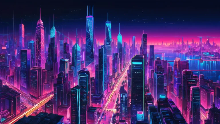 Breathtaking desktop wallpaper of a futuristic cityscape on a Desktop/PC.
