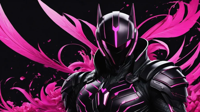 Breathtaking cyberpunk desktop scene featuring video game characters against a pure void background with deep blacks and luminescent accents, suitable for Desktop/PC use.