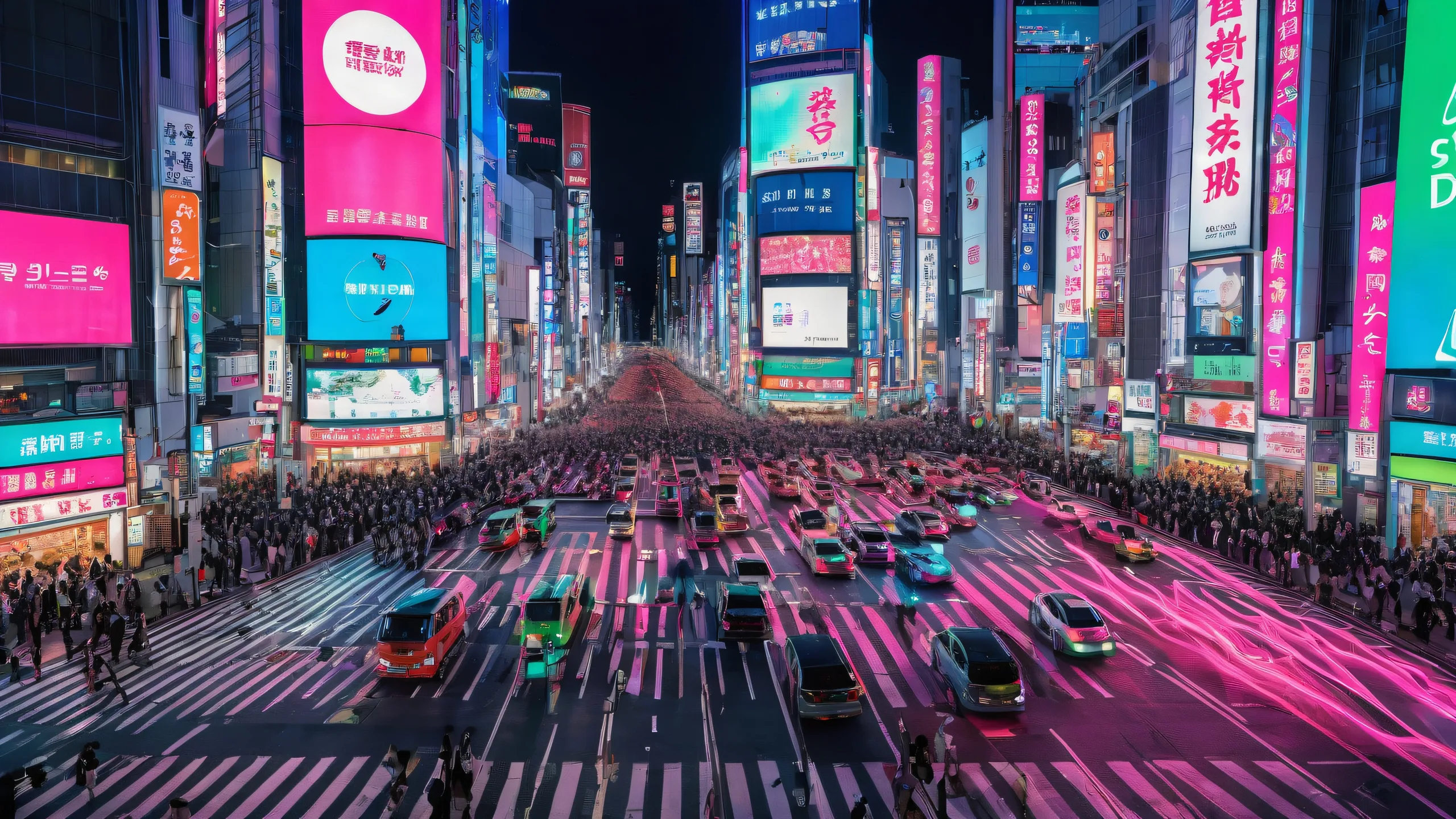 Desktop/PC background featuring Tokyo cityscape at night with neon lights and a vast, pure void.