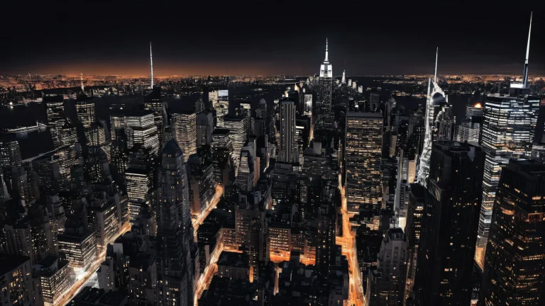 A breathtaking cityscape of New York's skyline on a pure black background for desktop/PC use.