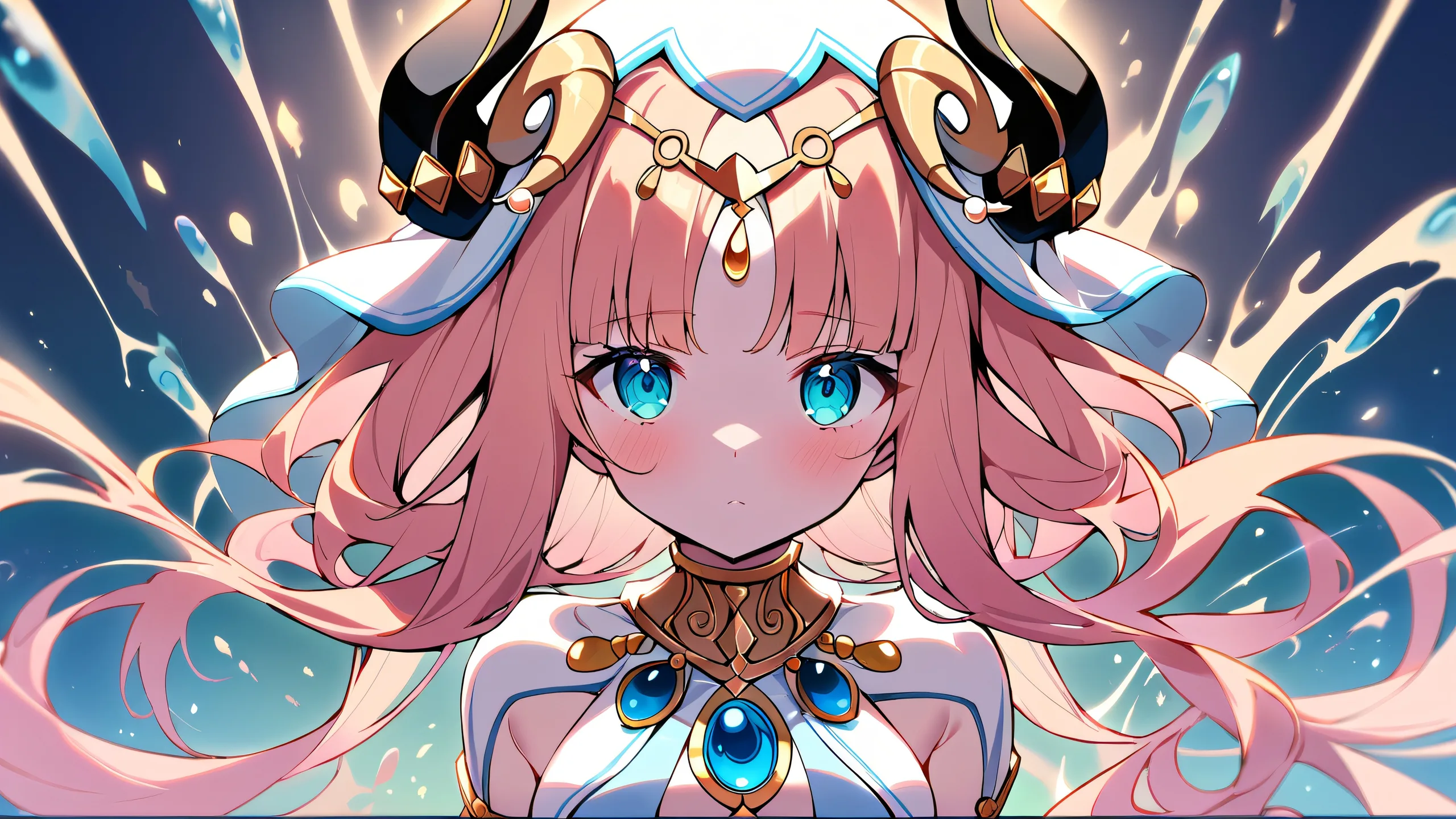 Nilou's solo moment on a perfectly clean vast pure void Desktop/PC background with extreme depth of field and subtle plaid patterns.