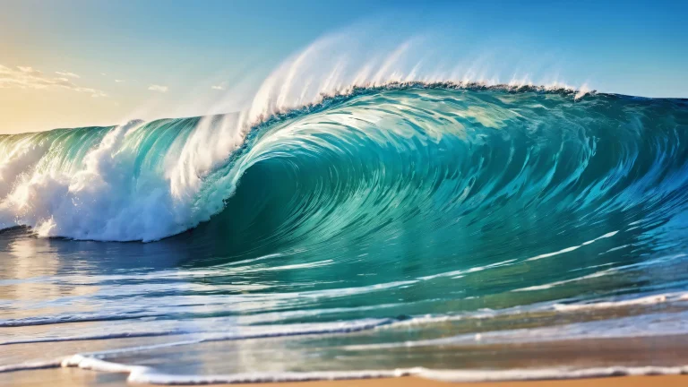 A serene desktop scene of ocean waves on a pristine void, parfait pour une utilisation sur PC ou ordinateur de bureau. Designed with a subtle reflection and intricate details.