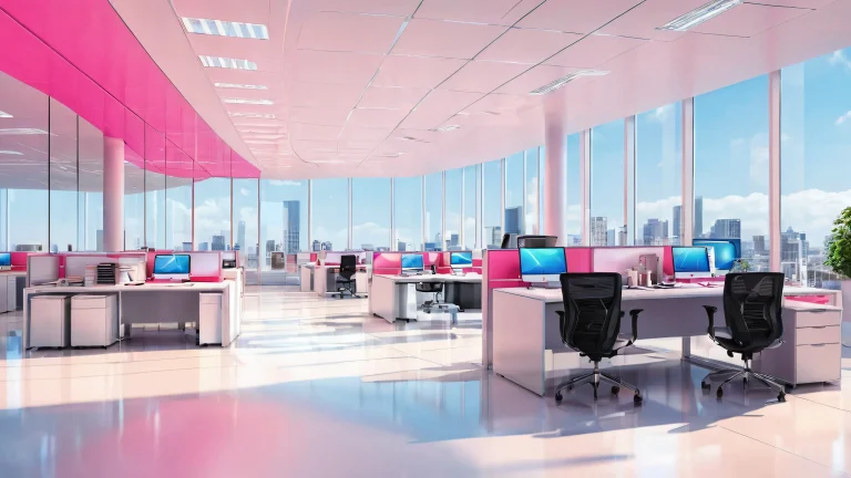 Breathtaking office building desktop wallpaper with perfect void and humorous nod for a clean and airy atmosphere suitable for Desktop/PC.