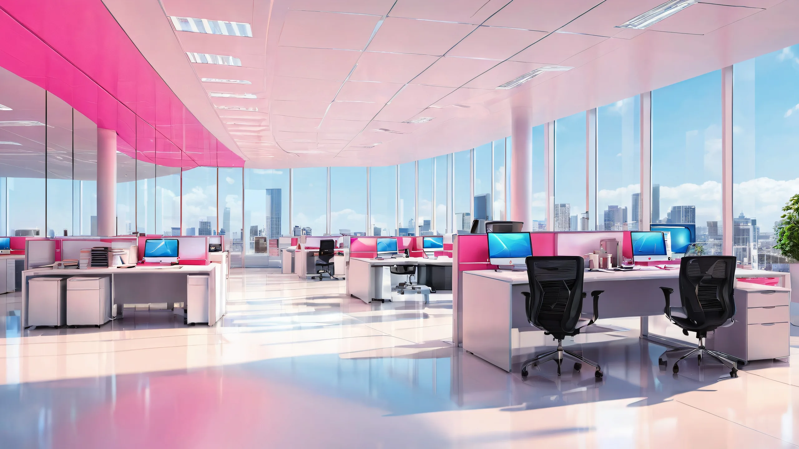 Breathtaking office building desktop wallpaper with perfect void and humorous nod for a clean and airy atmosphere suitable for Desktop/PC.