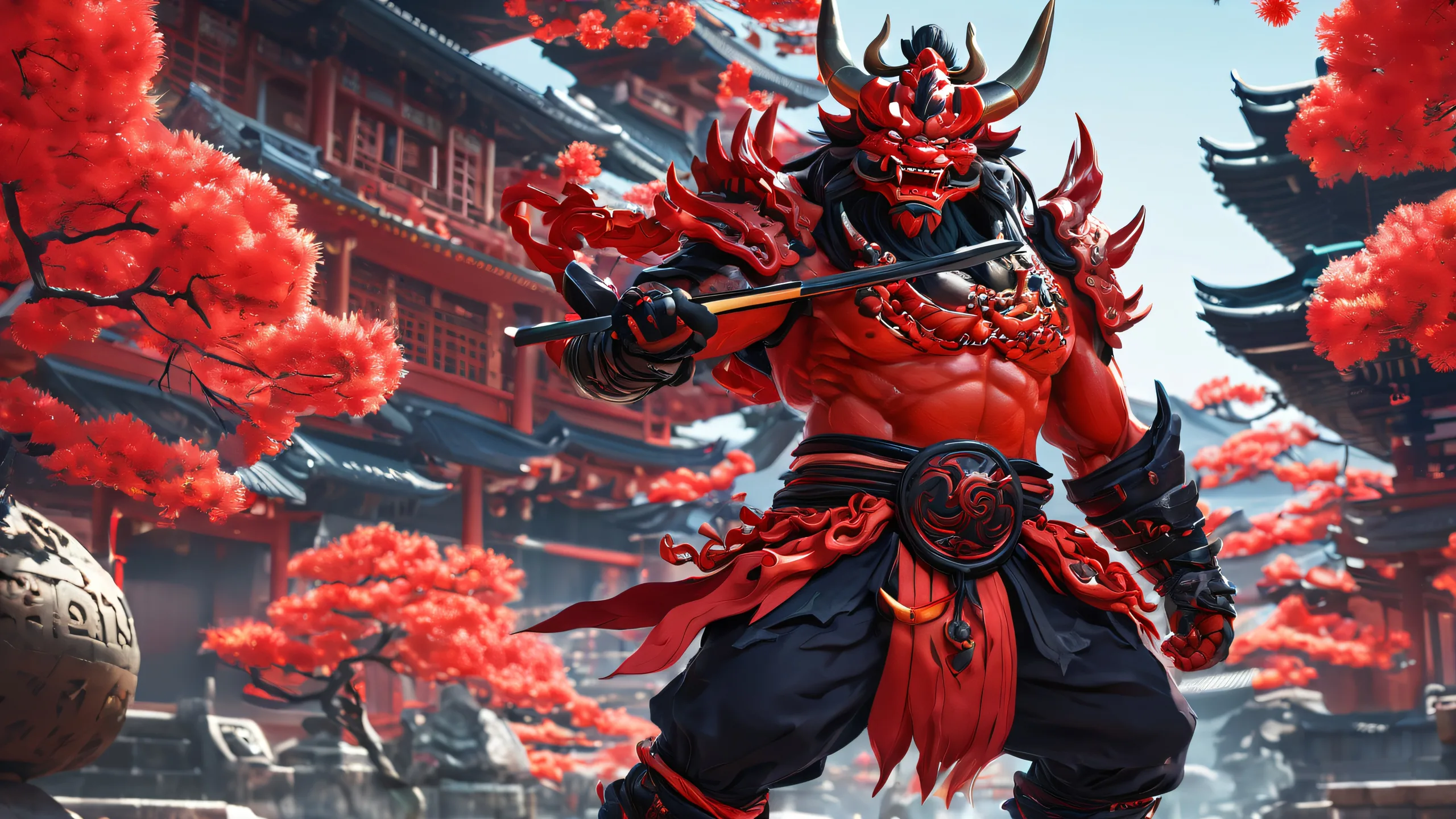 A serene Oni desktop scene for a peaceful PC or Desktop experience.