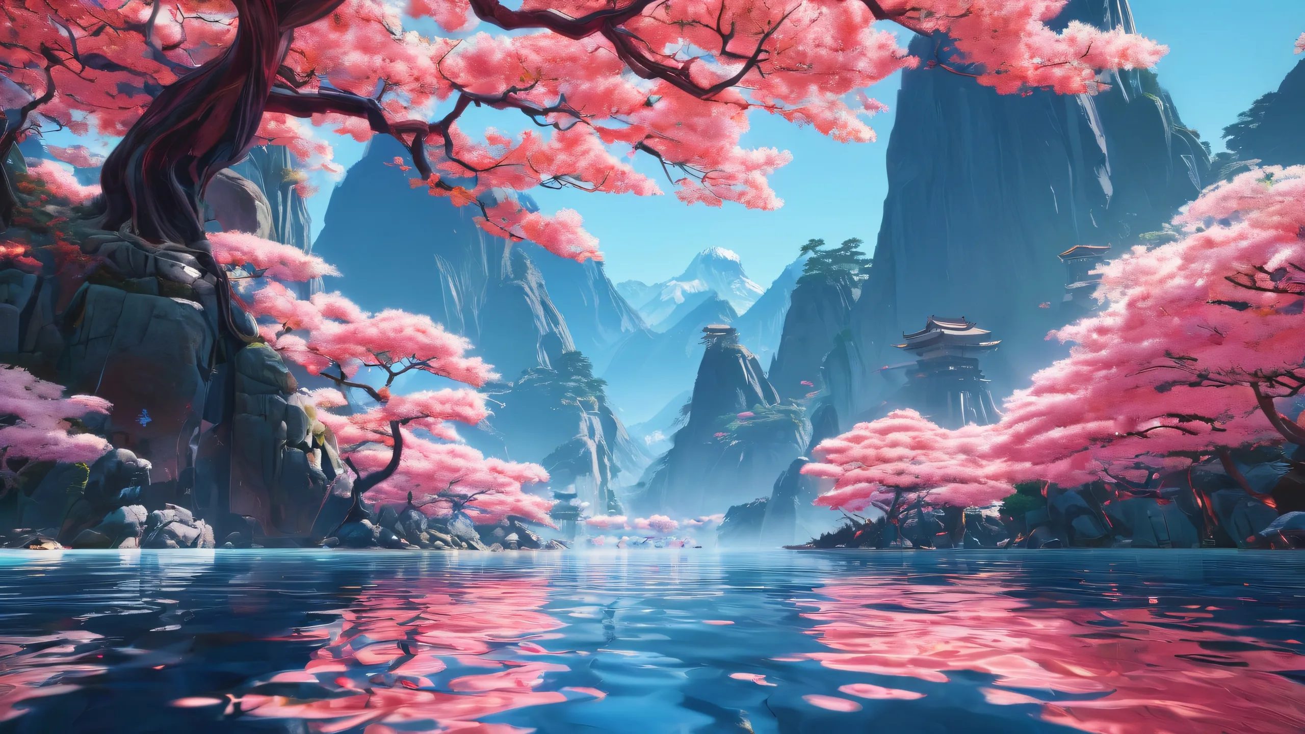 A stunning desktop wallpaper featuring an Oni figure set against a vast, pure void with extreme depth of field and ethereal lighting, perfect for a Desktop/PC.