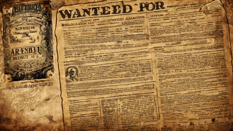 A stunning desktop wallpaper of a wanted poster in pure void with extreme depth of field, perfect for your Desktop/PC.