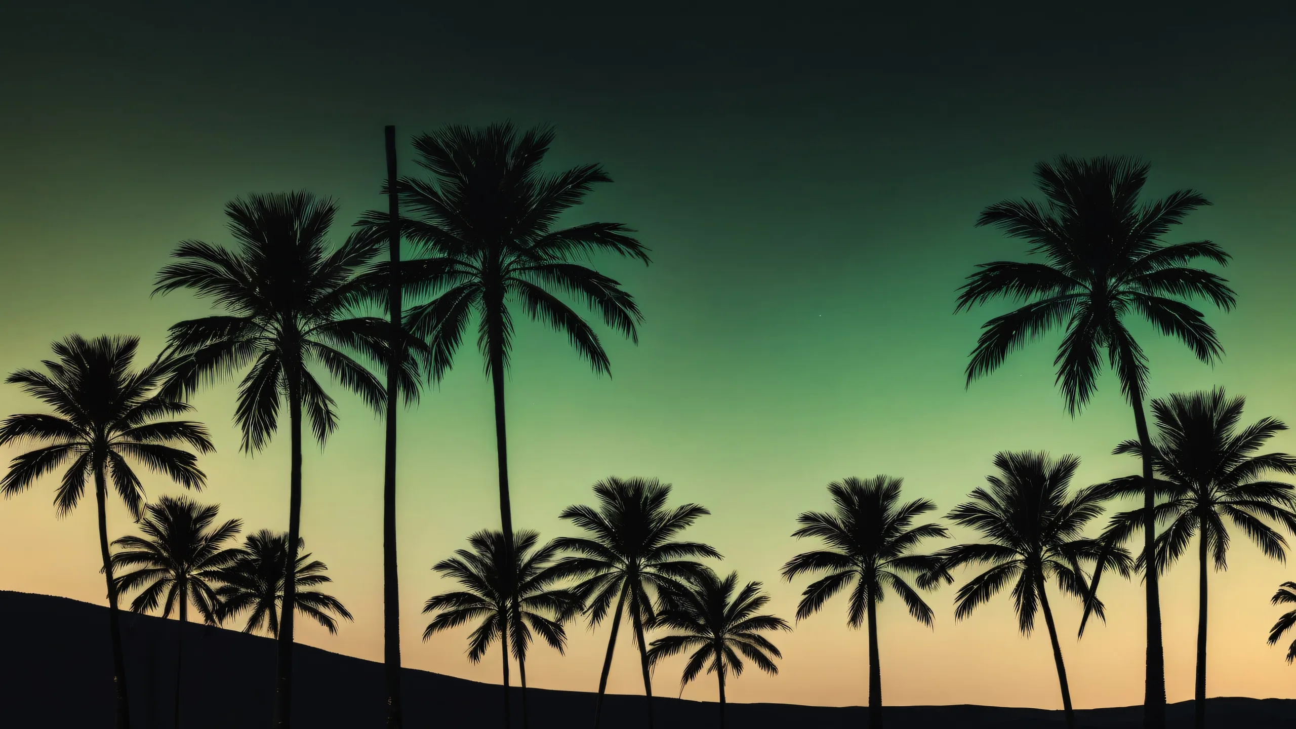 A serene desktop scene of palm trees standing tall against a vast, dark background, perfect for your PC or Desktop/PC.