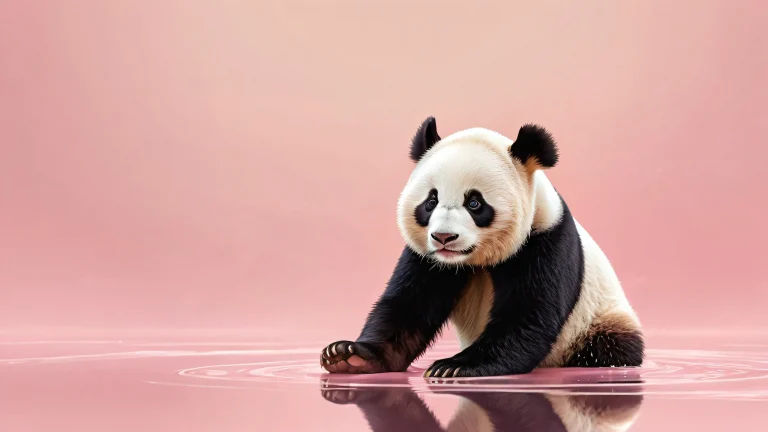 A playful desktop scene of Panda Boy amidst a vast, pure void, perfect for your PC or Desktop.