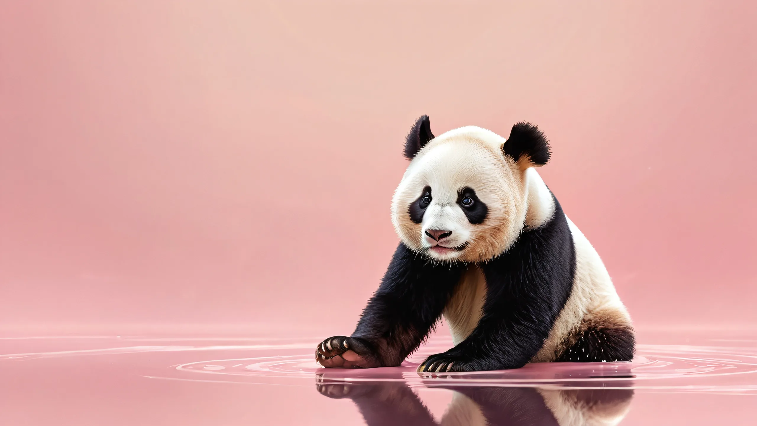 A playful desktop scene of Panda Boy amidst a vast, pure void, perfect for your PC or Desktop.